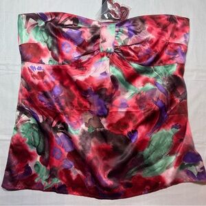 NWT Ann Taylor LOFT Floral Cami Top Sweetheart Neck size 12 Red Purple Green